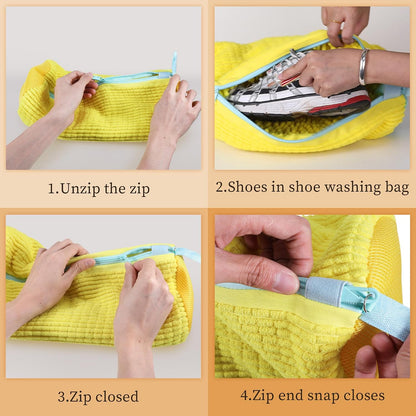 Schuhwaschbeutel Waschmaschine, Schuhbeutel Waschmaschine, Sneaker Waschbeutel Schuh Waschbeutel Für Waschmaschine Shoe Wash Bag Wäschenetz Schuhe Für Alle Schuharten (Gelb-1 Stück)