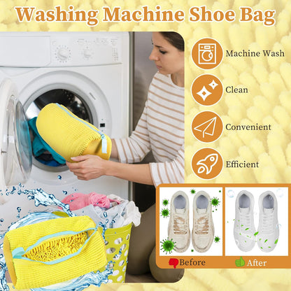 Schuhwaschbeutel Waschmaschine, Schuhbeutel Waschmaschine, Sneaker Waschbeutel Schuh Waschbeutel Für Waschmaschine Shoe Wash Bag Wäschenetz Schuhe Für Alle Schuharten (Gelb-1 Stück)